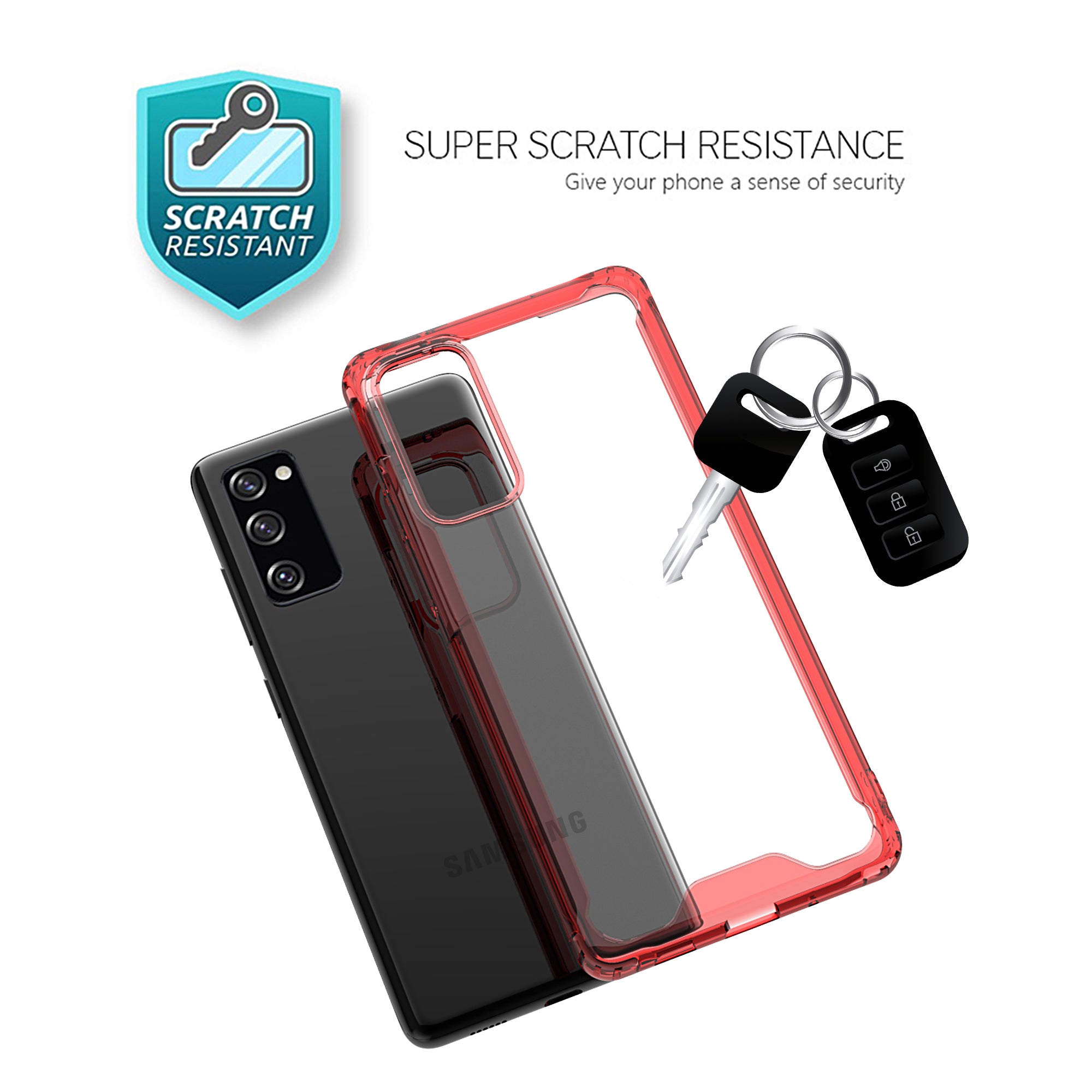 Bumper Shock-Absorbing Clear PC + Acrylic Phone Cover Case for Samsung Galaxy S20 FE/S20 Fan Edition/S20 FE 5G/S20 Fan Edition 5G/S20 Lite - Red