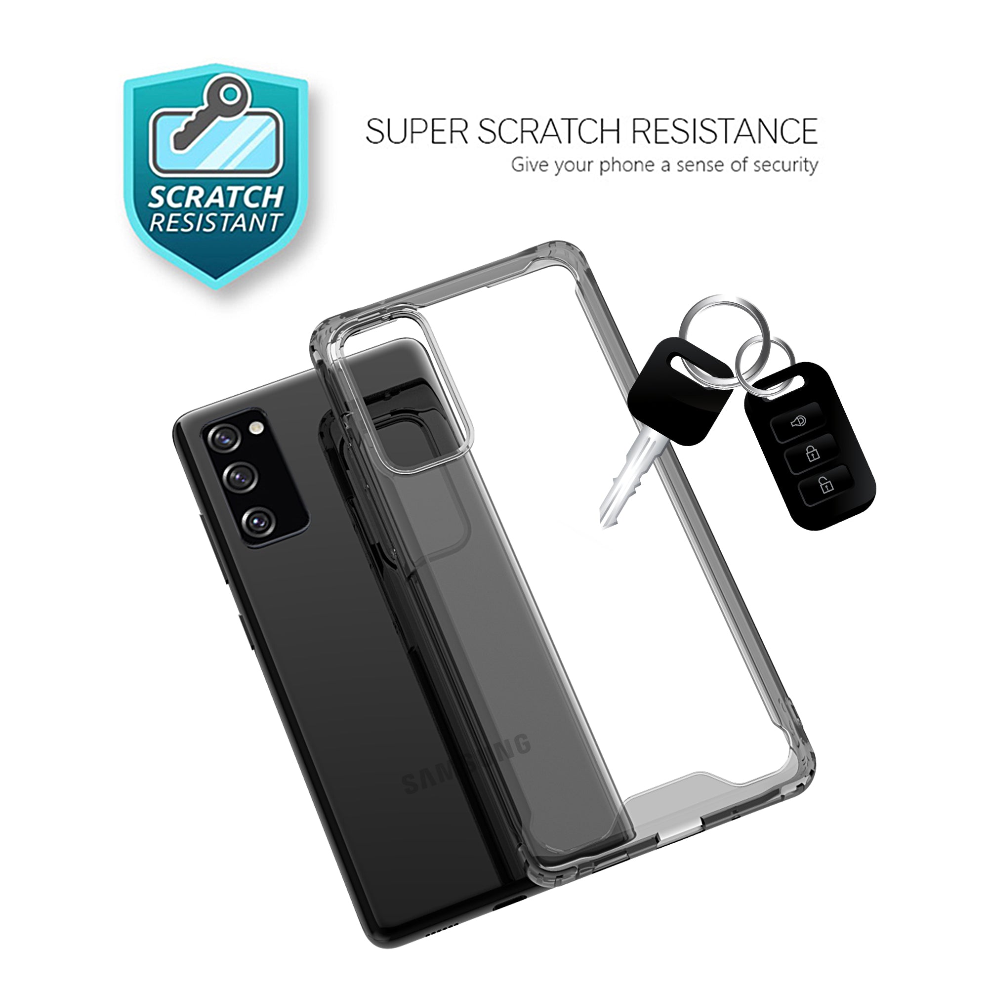 Bumper Shock-Absorbing Clear PC + Acrylic Phone Cover Case for Samsung Galaxy S20 FE/S20 Fan Edition/S20 FE 5G/S20 Fan Edition 5G/S20 Lite - Black