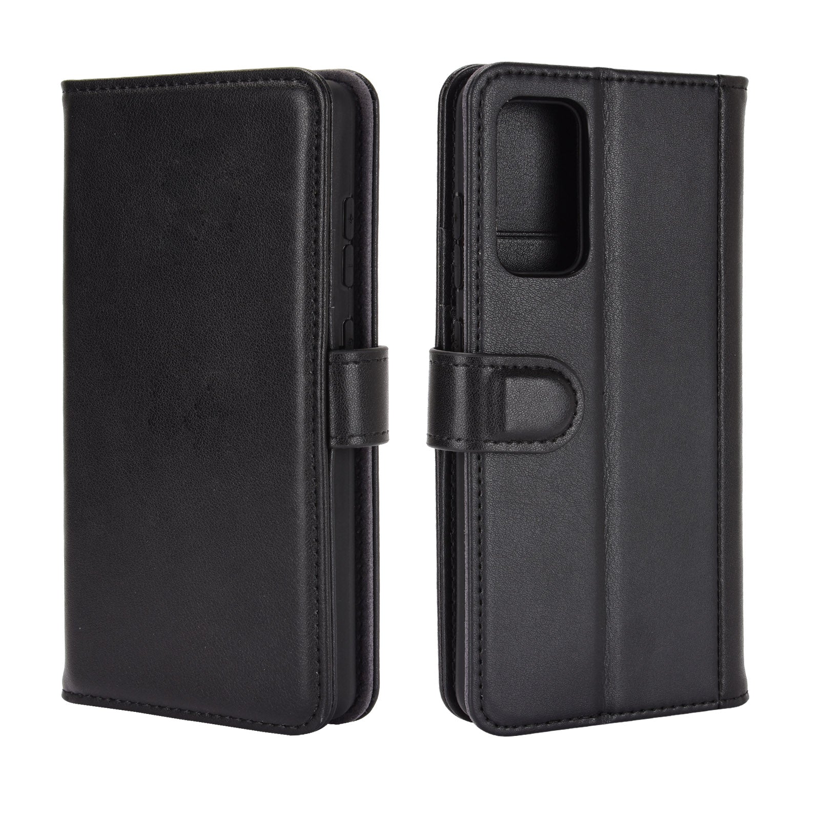 Split Leather Wallet Stand Protective Shell for Samsung Galaxy S20 FE 4G/5G/2022/S20 Lite - Black