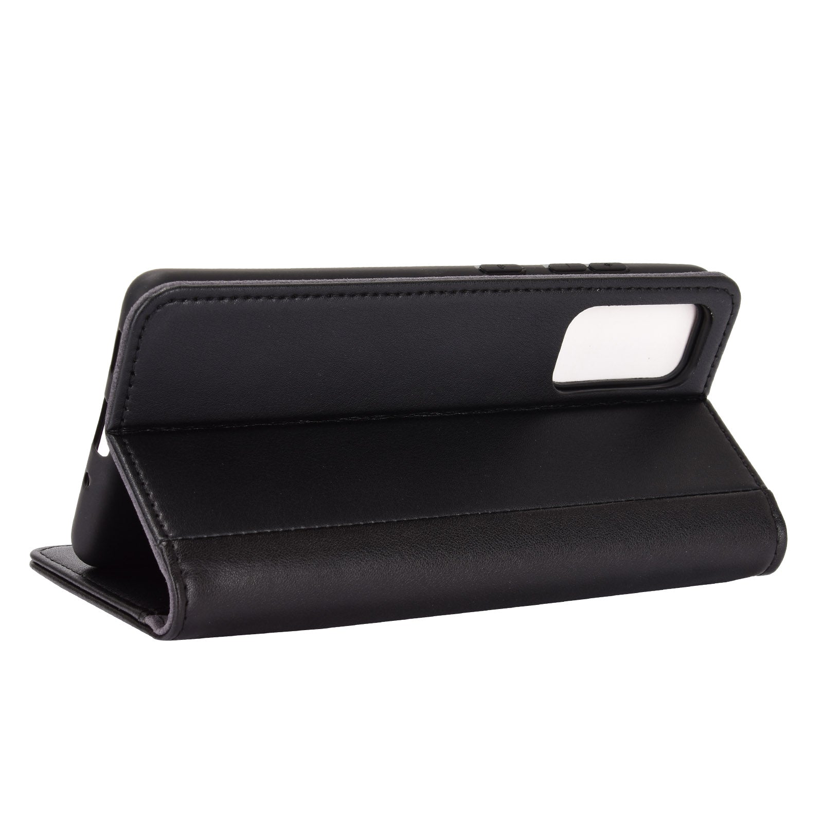 Split Leather Wallet Stand Protective Shell for Samsung Galaxy S20 FE 4G/5G/2022/S20 Lite - Black