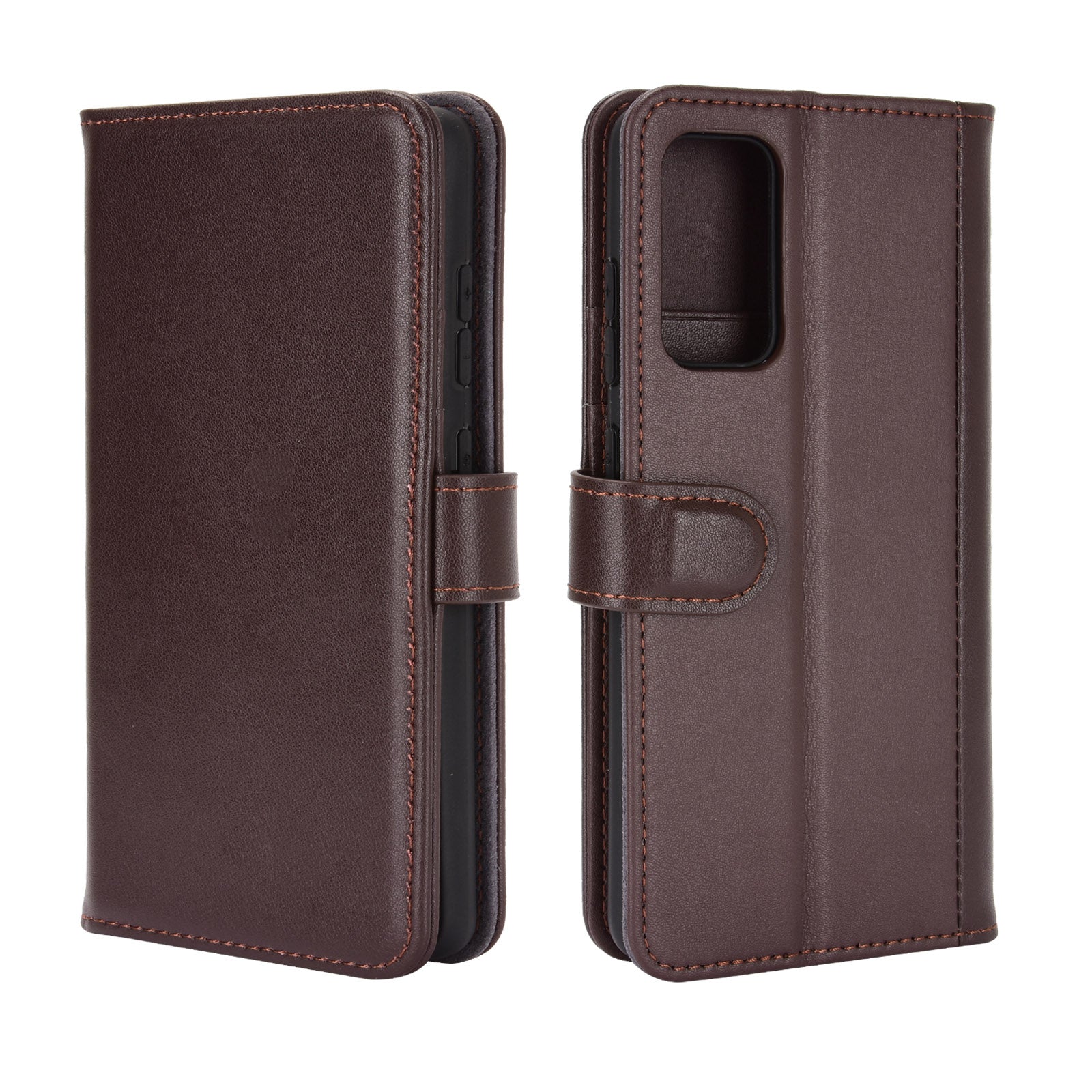 Split Leather Wallet Stand Protective Shell for Samsung Galaxy S20 FE 4G/5G/2022/S20 Lite - Brown