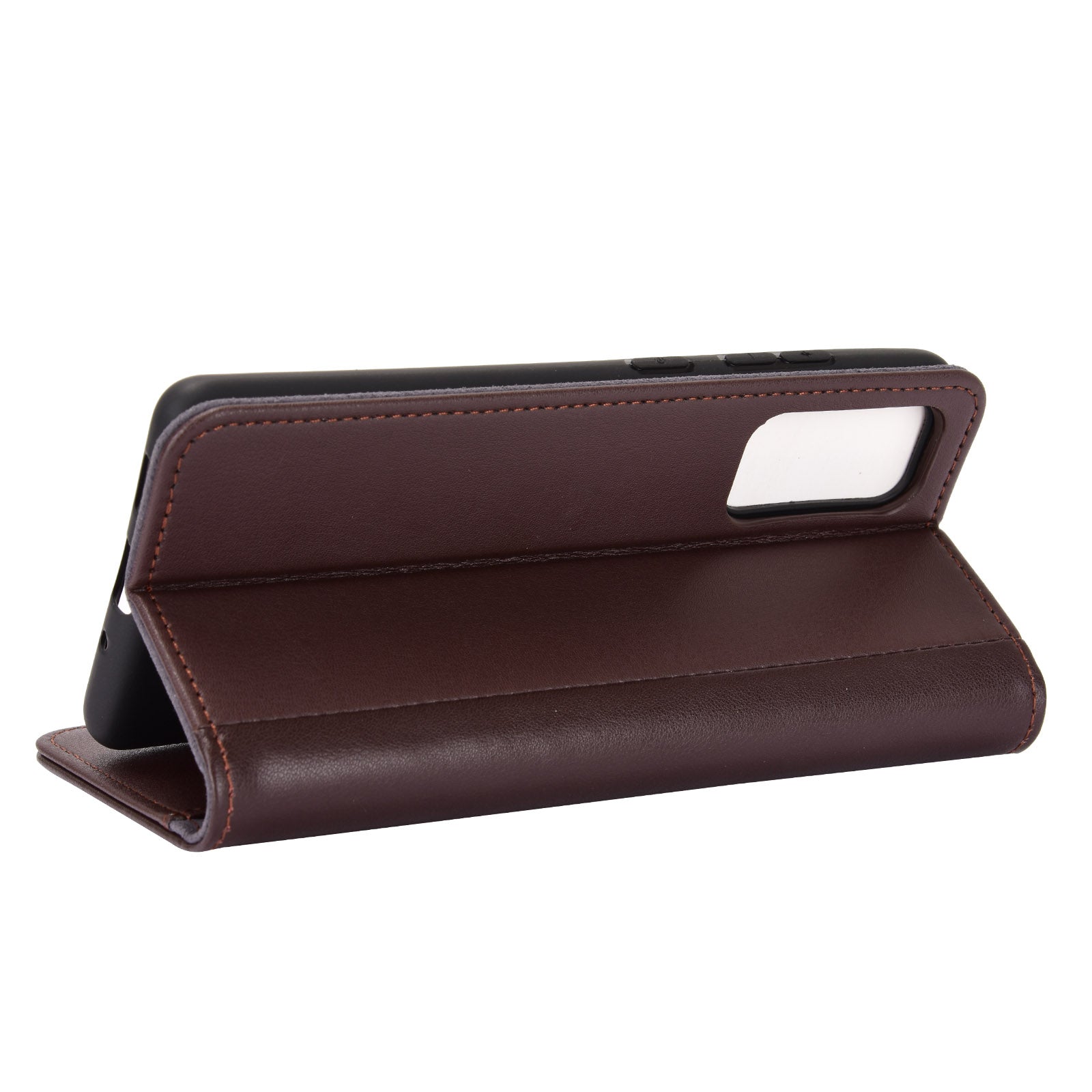 Split Leather Wallet Stand Protective Shell for Samsung Galaxy S20 FE 4G/5G/2022/S20 Lite - Brown