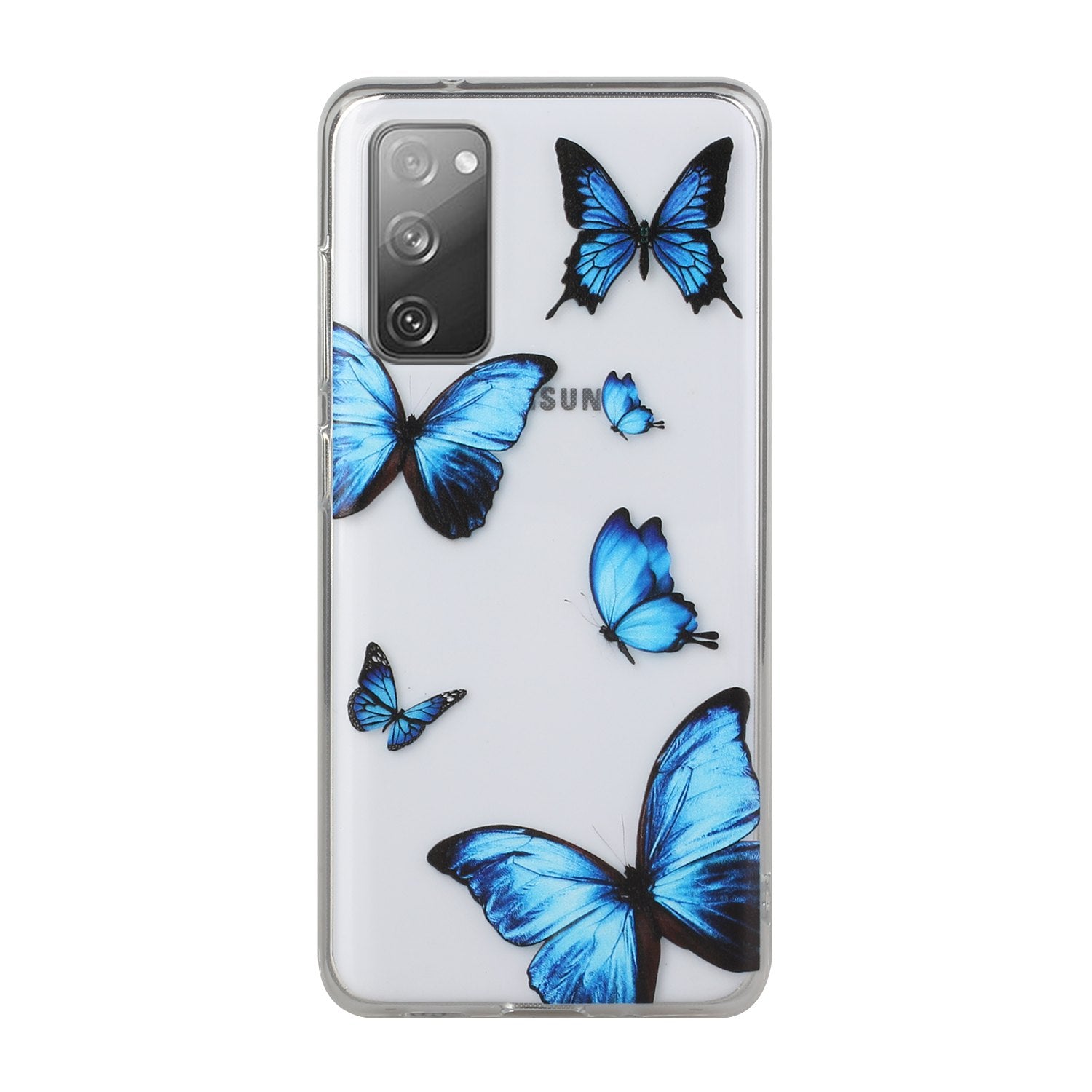 Patterned TPU Case for Samsung Galaxy S20 FE 4G/5G/2022/S20 Lite Cover - Blue Butterfly