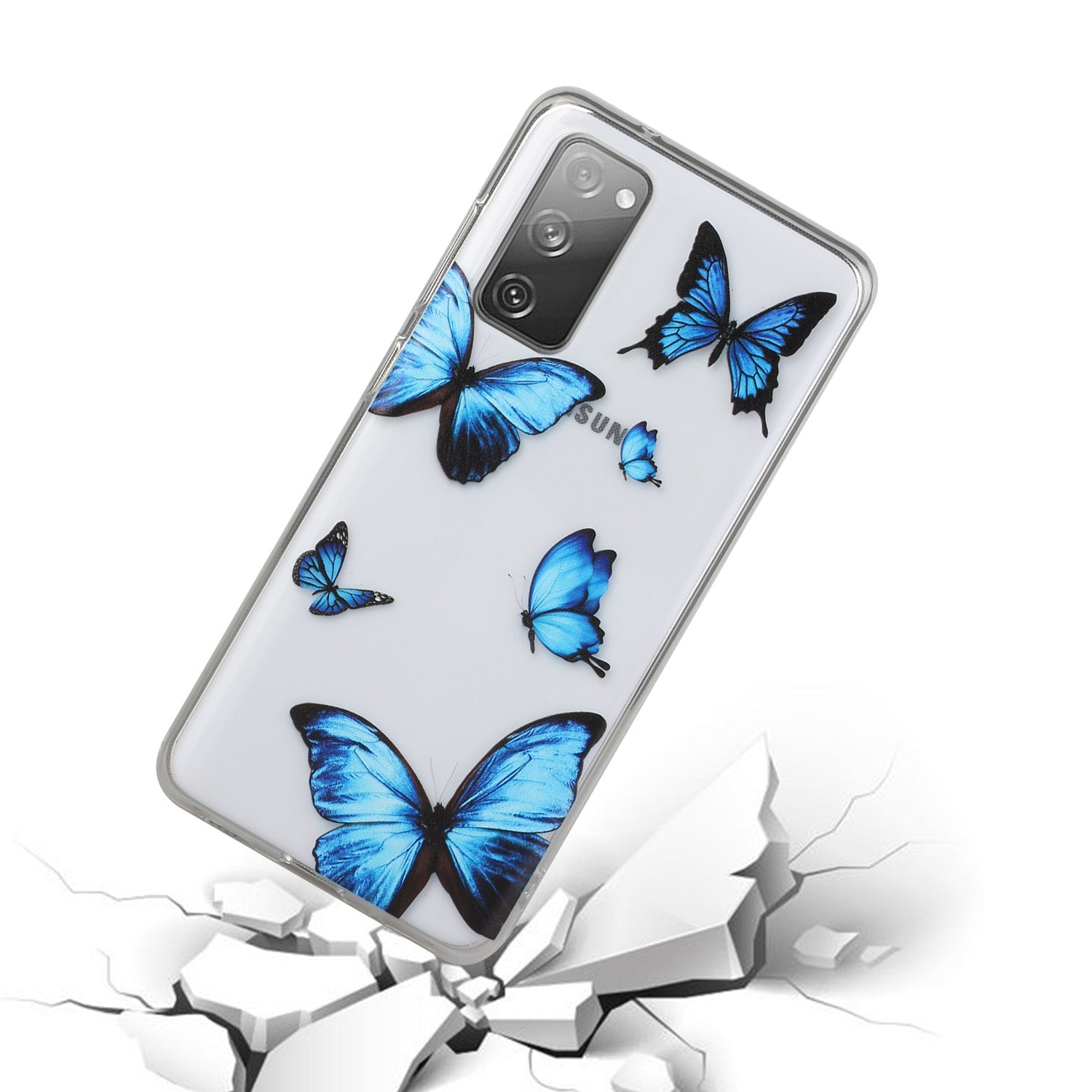 Patterned TPU Case for Samsung Galaxy S20 FE 4G/5G/2022/S20 Lite Cover - Blue Butterfly