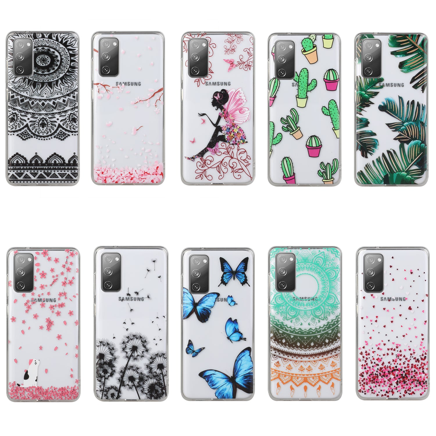 Patterned TPU Case for Samsung Galaxy S20 FE 4G/5G/2022/S20 Lite Cover - Blue Butterfly