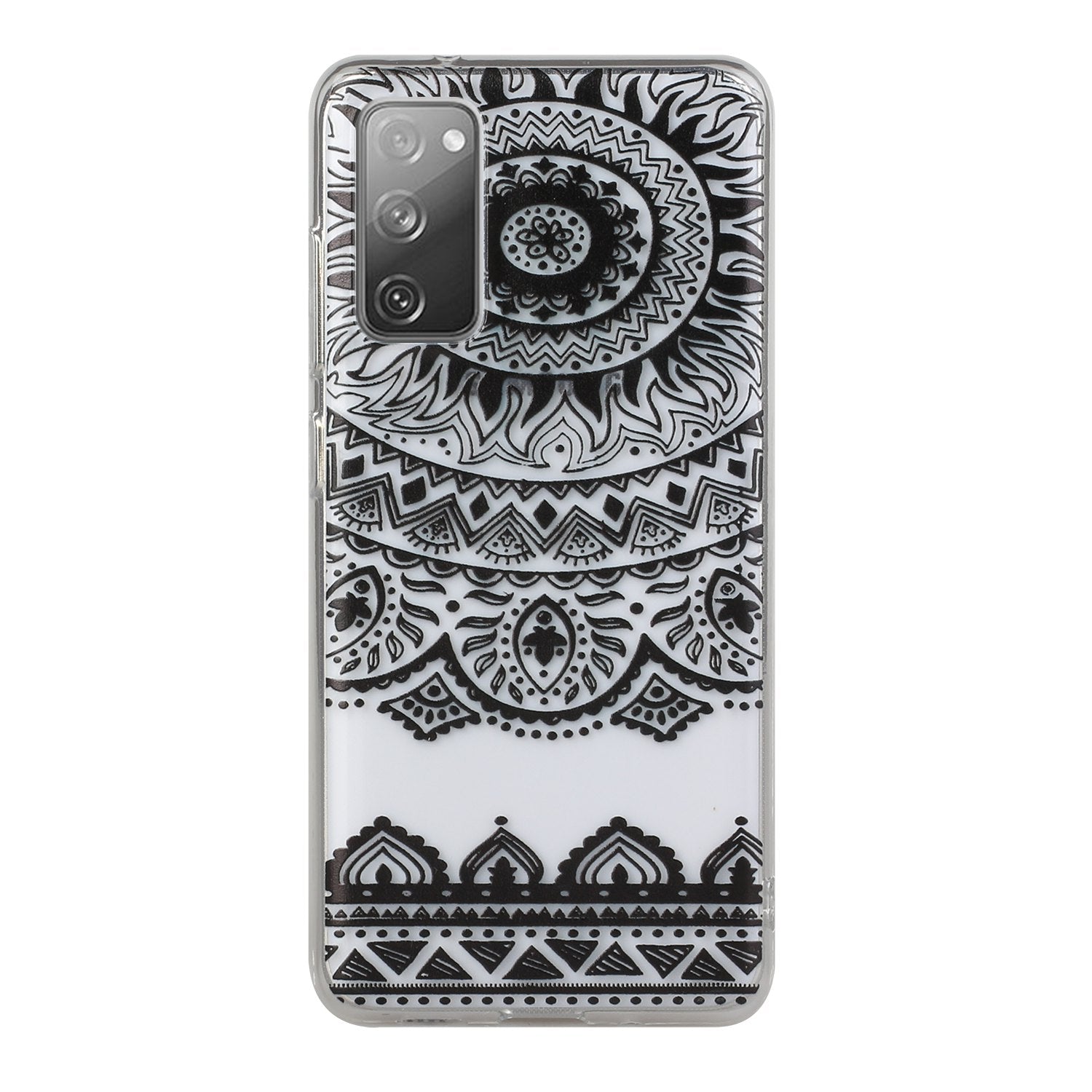 Patterned TPU Case for Samsung Galaxy S20 FE 4G/5G/2022/S20 Lite Cover - Black Flower