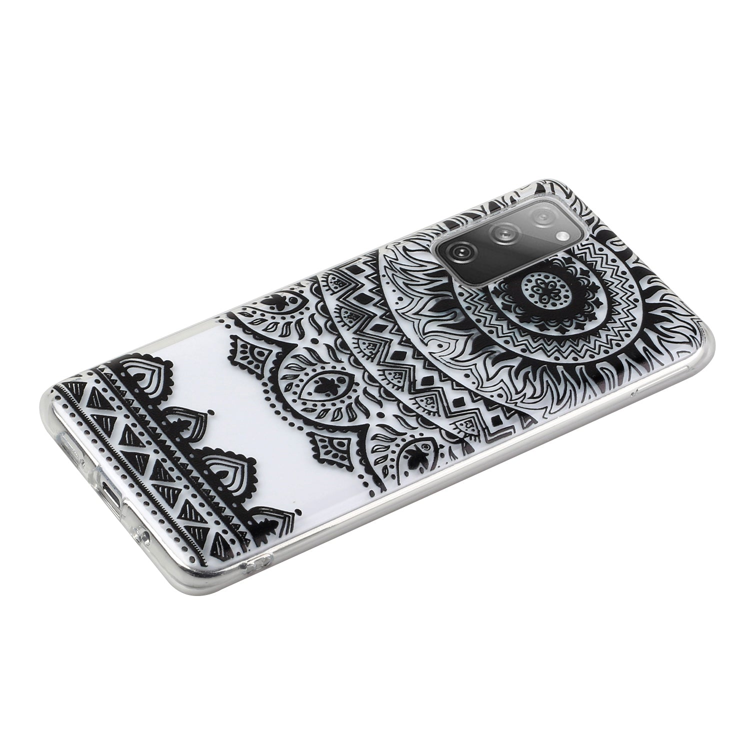 Patterned TPU Case for Samsung Galaxy S20 FE 4G/5G/2022/S20 Lite Cover - Black Flower