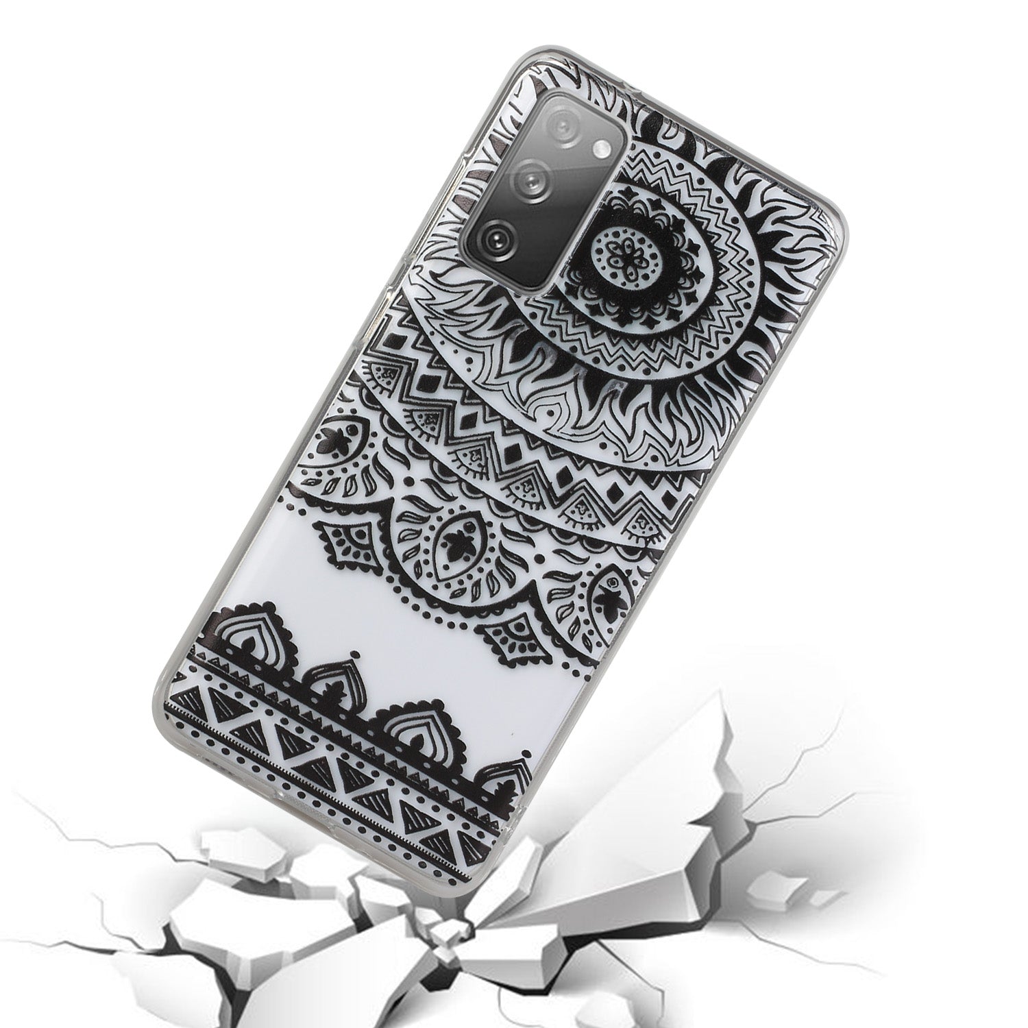 Patterned TPU Case for Samsung Galaxy S20 FE 4G/5G/2022/S20 Lite Cover - Black Flower