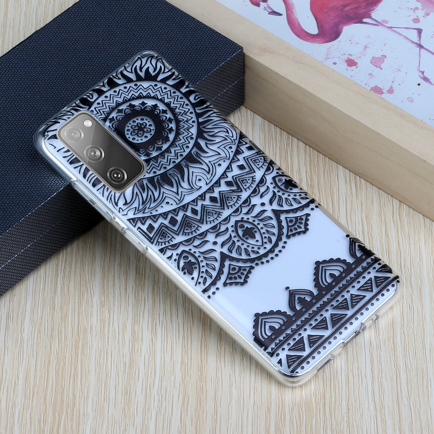 Patterned TPU Case for Samsung Galaxy S20 FE 4G/5G/2022/S20 Lite Cover - Black Flower