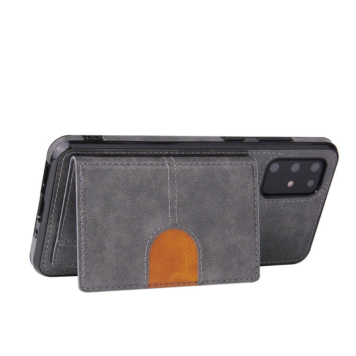 PU Leather Coated TPU Kickstand Case with Card Slot for Samsung Galaxy S20 FE/S20 Fan Edition/S20 FE 5G/S20 Fan Edition 5G - Grey