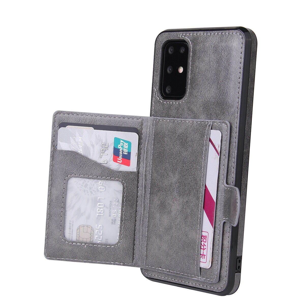 PU Leather Coated TPU Kickstand Case with Card Slot for Samsung Galaxy S20 FE/S20 Fan Edition/S20 FE 5G/S20 Fan Edition 5G - Grey