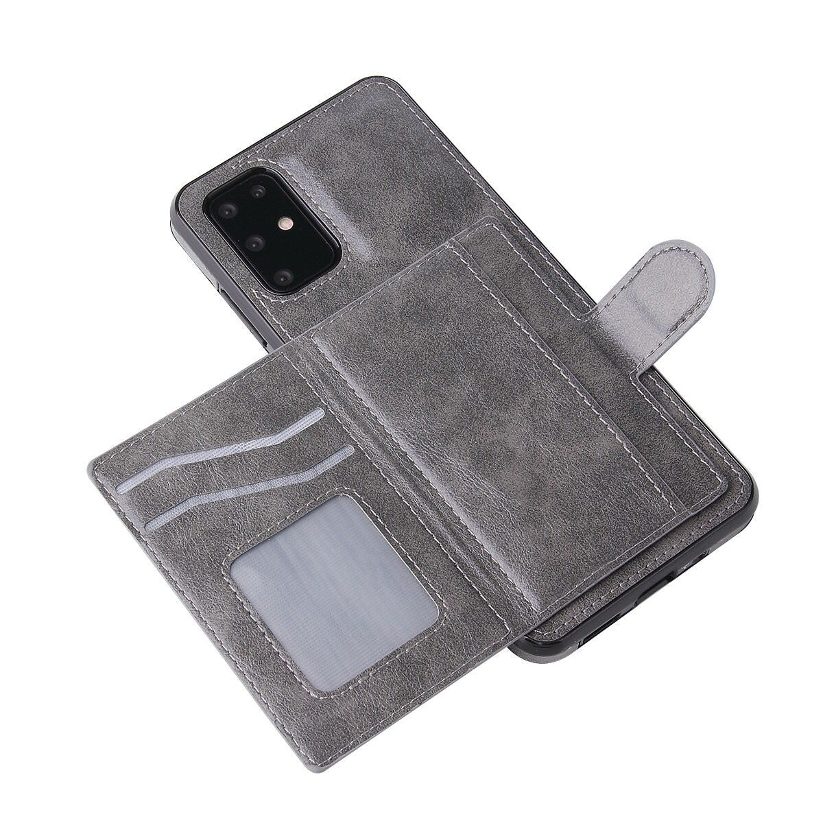 PU Leather Coated TPU Kickstand Case with Card Slot for Samsung Galaxy S20 FE/S20 Fan Edition/S20 FE 5G/S20 Fan Edition 5G - Grey