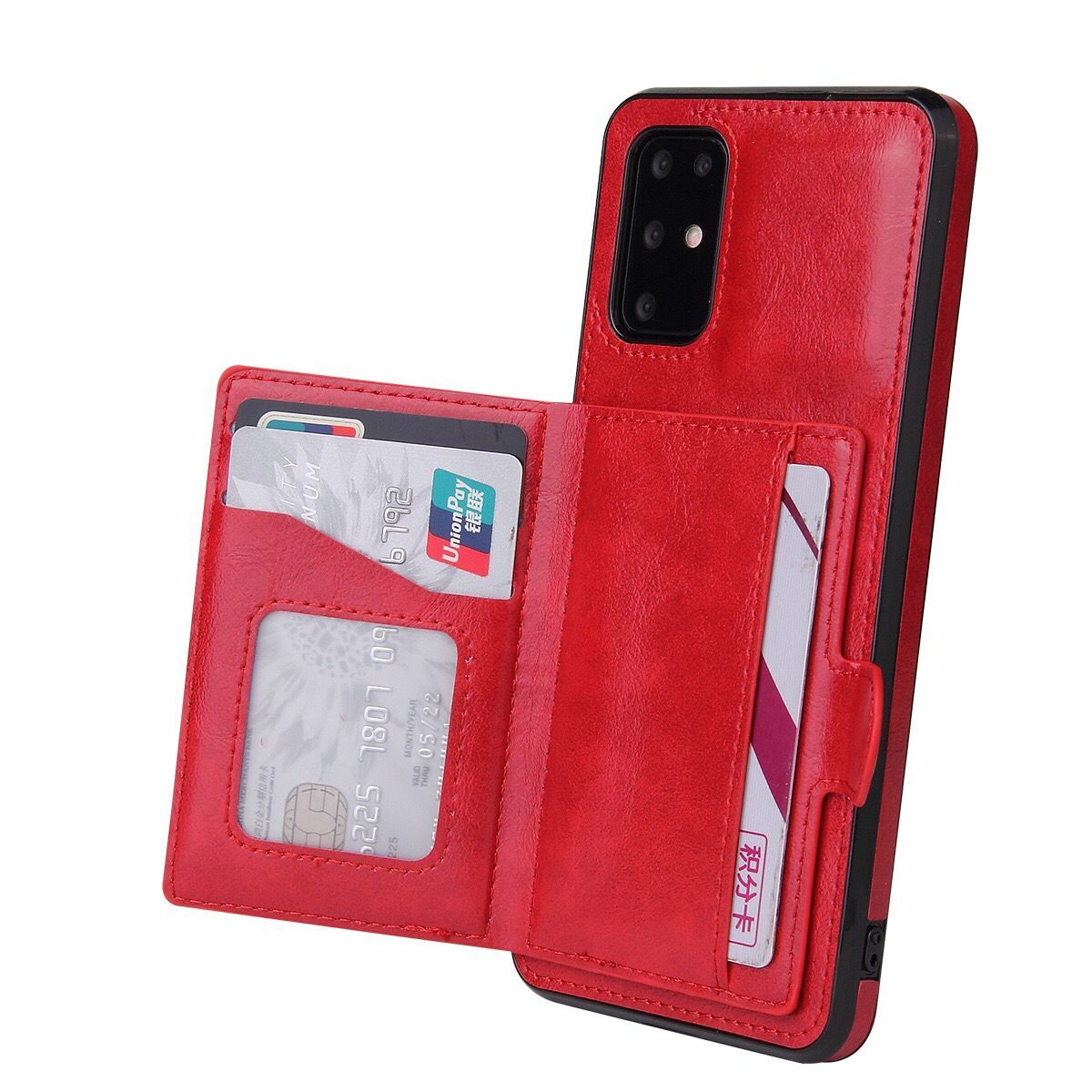 PU Leather Coated TPU Kickstand Case with Card Slot for Samsung Galaxy S20 FE/S20 Fan Edition/S20 FE 5G/S20 Fan Edition 5G - Red