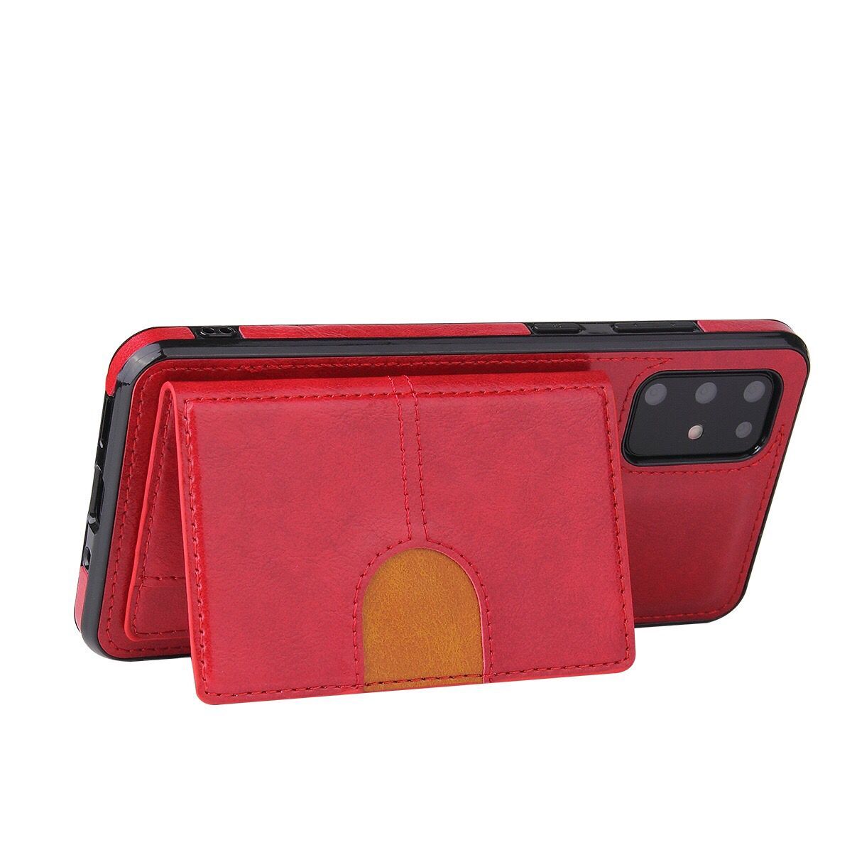 PU Leather Coated TPU Kickstand Case with Card Slot for Samsung Galaxy S20 FE/S20 Fan Edition/S20 FE 5G/S20 Fan Edition 5G - Red