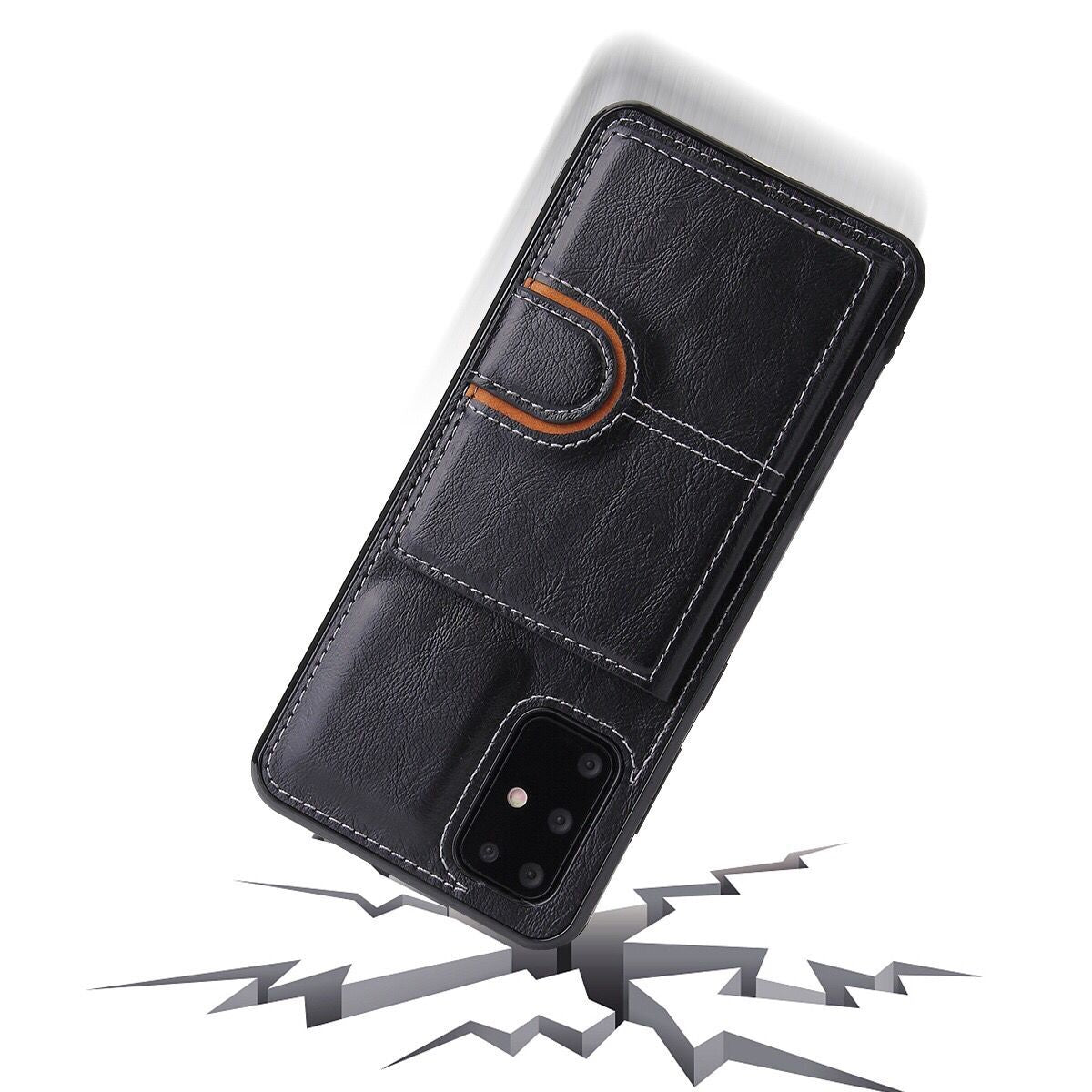 PU Leather Coated TPU Kickstand Case with Card Slot for Samsung Galaxy S20 FE/S20 Fan Edition/S20 FE 5G/S20 Fan Edition 5G - Black