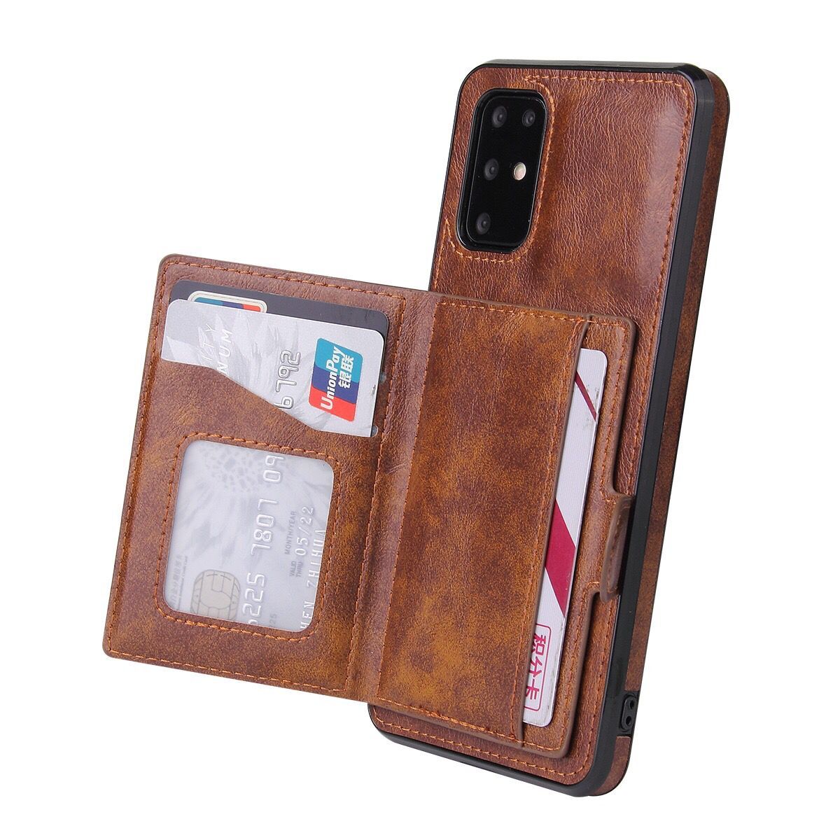 PU Leather Coated TPU Kickstand Case with Card Slot for Samsung Galaxy S20 FE/S20 Fan Edition/S20 FE 5G/S20 Fan Edition 5G - Brown