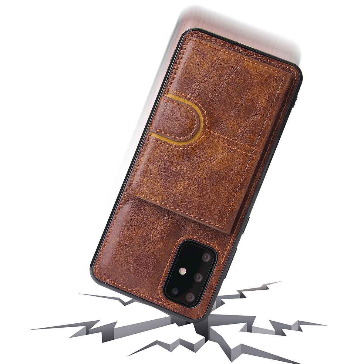 PU Leather Coated TPU Kickstand Case with Card Slot for Samsung Galaxy S20 FE/S20 Fan Edition/S20 FE 5G/S20 Fan Edition 5G - Brown