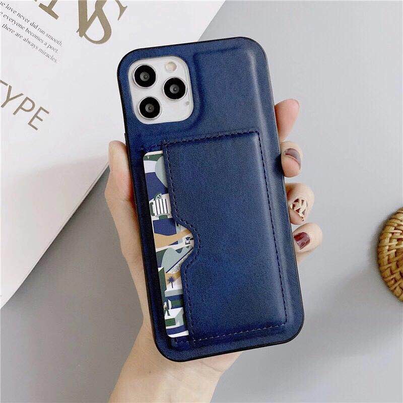 Card Holder PU Leather Coated TPU Shell Case for Samsung Galaxy S20 FE 4G/5G/2022/S20 Lite - Blue