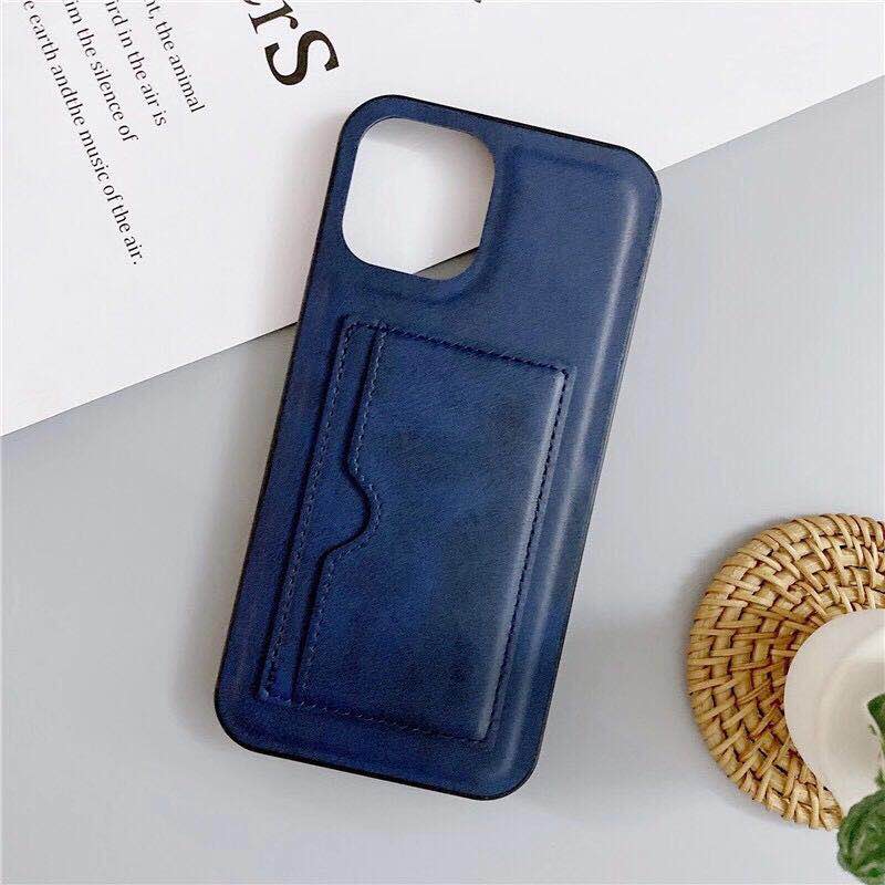 Card Holder PU Leather Coated TPU Shell Case for Samsung Galaxy S20 FE 4G/5G/2022/S20 Lite - Blue