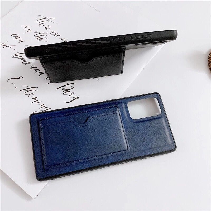 Card Holder PU Leather Coated TPU Shell Case for Samsung Galaxy S20 FE 4G/5G/2022/S20 Lite - Blue