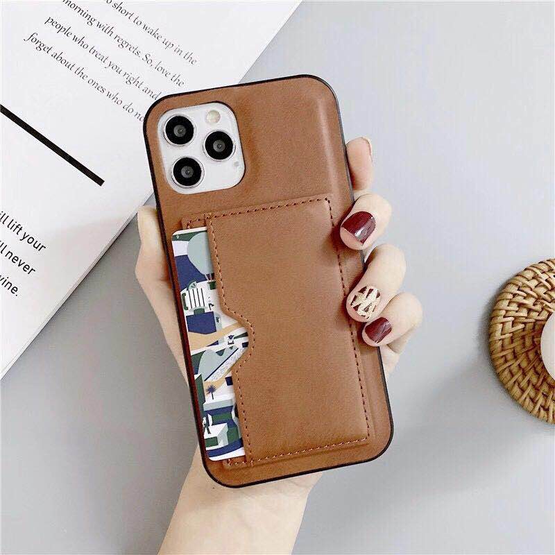 Card Holder PU Leather Coated TPU Shell Case for Samsung Galaxy S20 FE 4G/5G/2022/S20 Lite - Brown