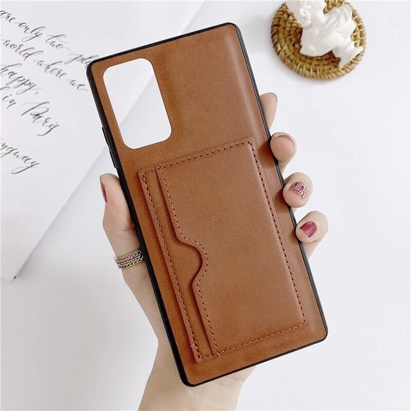 Card Holder PU Leather Coated TPU Shell Case for Samsung Galaxy S20 FE 4G/5G/2022/S20 Lite - Brown