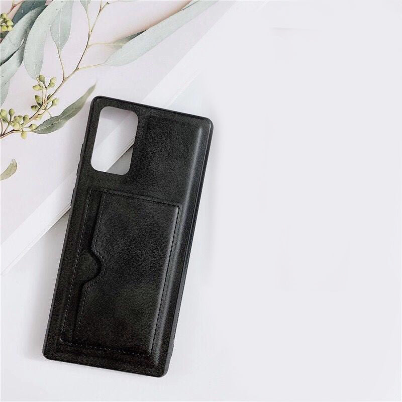 Card Holder PU Leather Coated TPU Shell Case for Samsung Galaxy S20 FE 4G/5G/2022/S20 Lite - Black