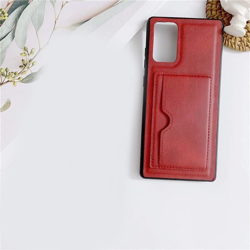 Card Holder PU Leather Coated TPU Shell Case for Samsung Galaxy S20 FE 4G/5G/2022/S20 Lite - Red