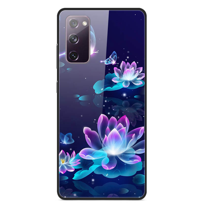 Fancy Style Printing Glass + PC + TPU Shell for Samsung Galaxy S20 FE 4G/5G/2022/S20 Lite Case - Lotus Flower