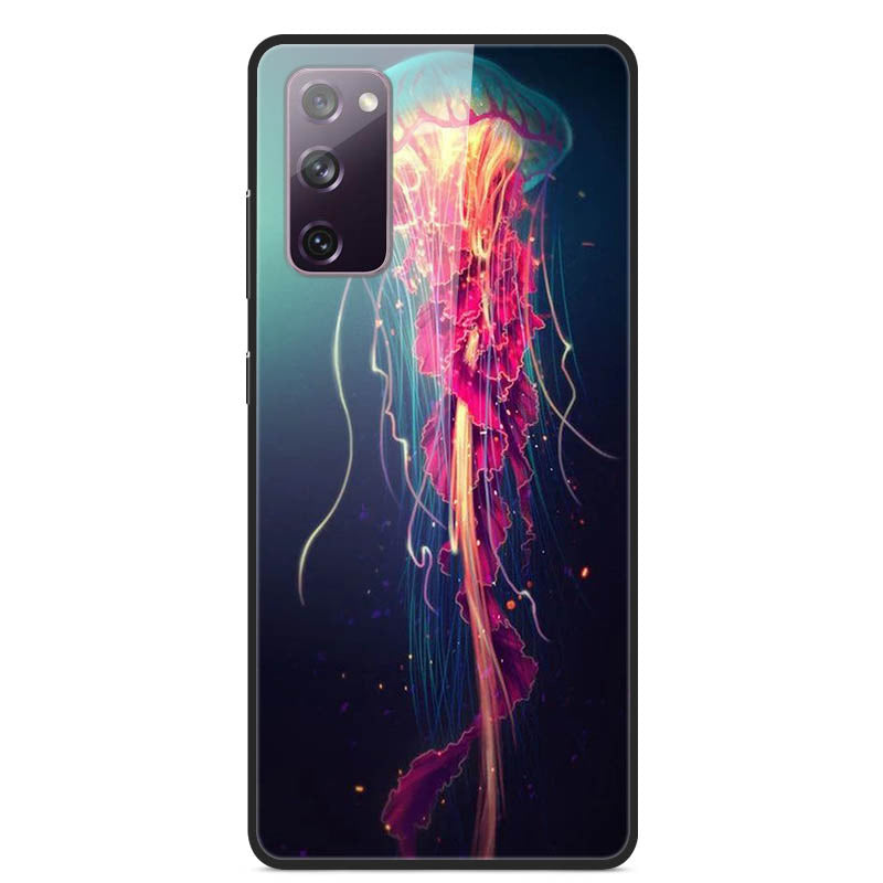 Fancy Style Printing Glass + PC + TPU Shell for Samsung Galaxy S20 FE 4G/5G/2022/S20 Lite Case - Jellyfish