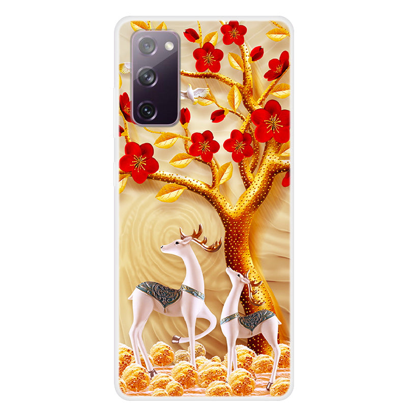 Pattern Printing TPU Phone Soft Case for Samsung Galaxy S20 FE 4G/5G/2022/S20 Lite - Elk