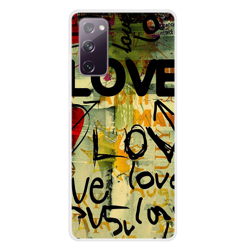 Pattern Printing TPU Phone Soft Case for Samsung Galaxy S20 FE 4G/5G/2022/S20 Lite - Love