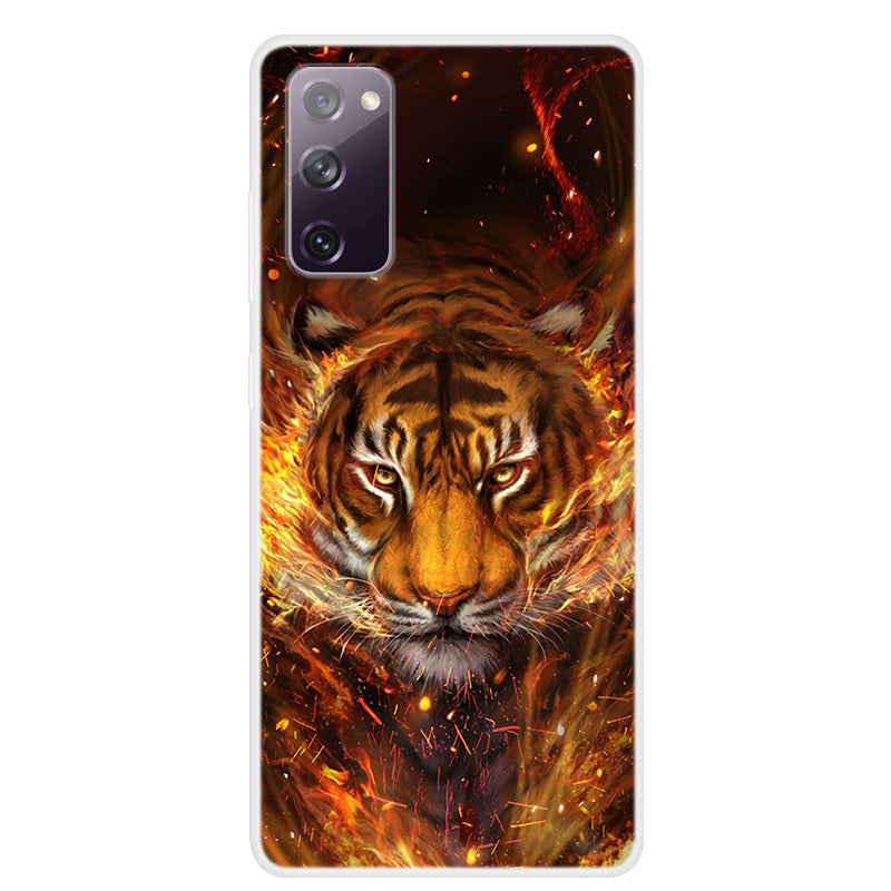 Pattern Printing TPU Phone Soft Case for Samsung Galaxy S20 FE 4G/5G/2022/S20 Lite - Tiger