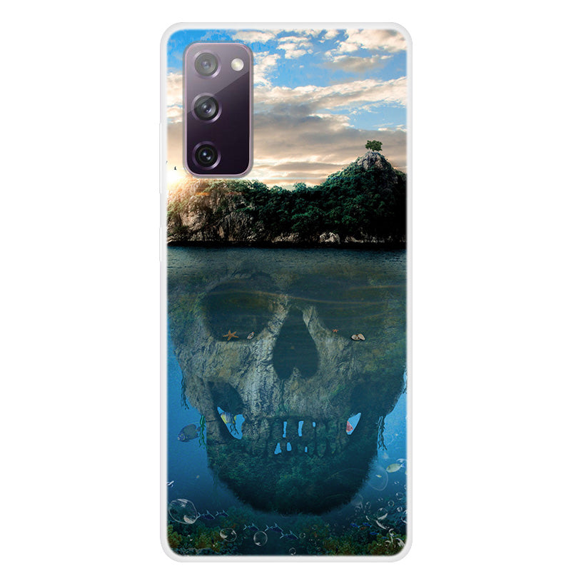 Pattern Printing TPU Phone Soft Case for Samsung Galaxy S20 FE 4G/5G/2022/S20 Lite - Skull