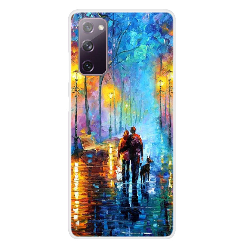 Pattern Printing TPU Phone Soft Case for Samsung Galaxy S20 FE 4G/5G/2022/S20 Lite - Couples and Dog