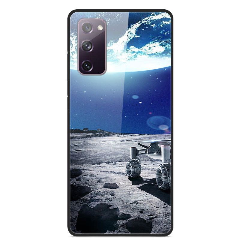 Pattern Printing for Samsung Galaxy S20 FE 4G/5G/2022/S20 Lite Glass + PC + TPU Hybrid Case - Moon