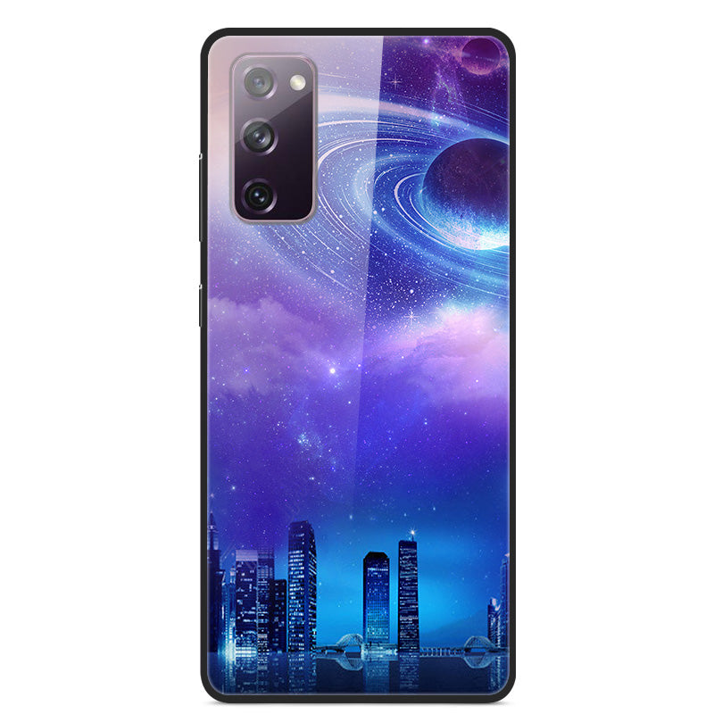 Pattern Printing for Samsung Galaxy S20 FE 4G/5G/2022/S20 Lite Glass + PC + TPU Hybrid Case - City Stars