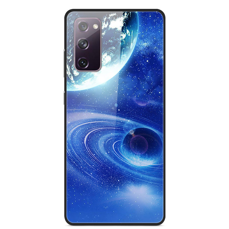 Pattern Printing for Samsung Galaxy S20 FE 4G/5G/2022/S20 Lite Glass + PC + TPU Hybrid Case - Planet/Earth