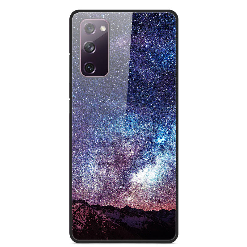 Pattern Printing for Samsung Galaxy S20 FE 4G/5G/2022/S20 Lite Glass + PC + TPU Hybrid Case - Starry Night