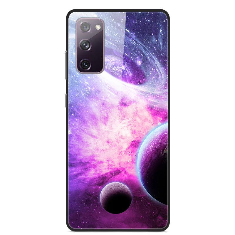 Pattern Printing for Samsung Galaxy S20 FE 4G/5G/2022/S20 Lite Glass + PC + TPU Hybrid Case - Galactics