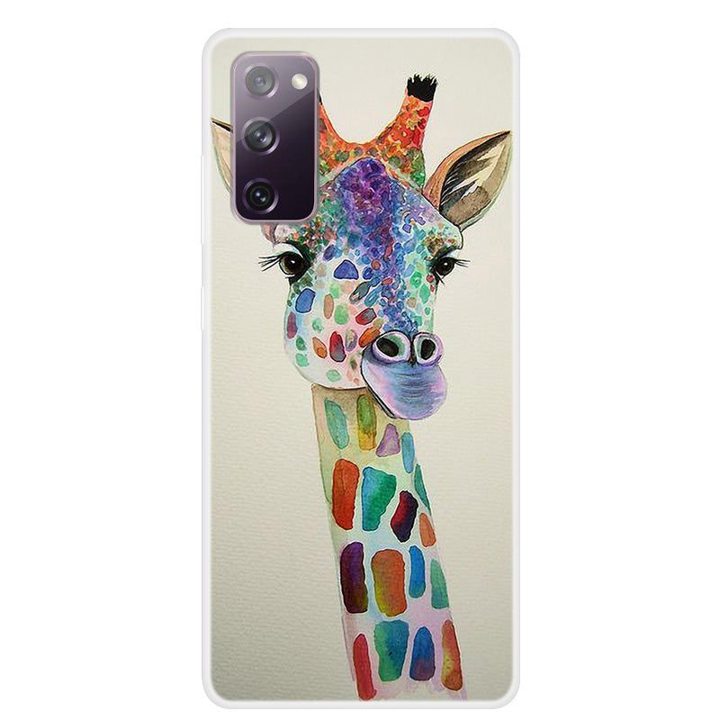 For Samsung Galaxy S20 FE 4G/5G/S20 Lite/S20 FE 2022 Pattern Printing TPU Phone Case - Giraffe