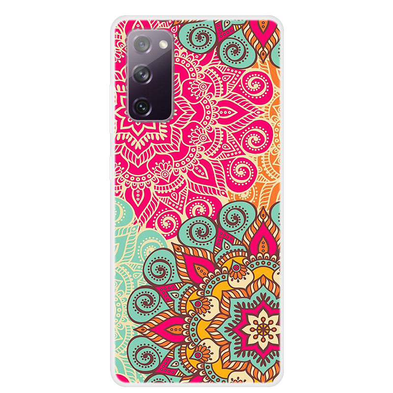 For Samsung Galaxy S20 FE 4G/5G/S20 Lite/S20 FE 2022 Pattern Printing TPU Phone Case - Red Flower