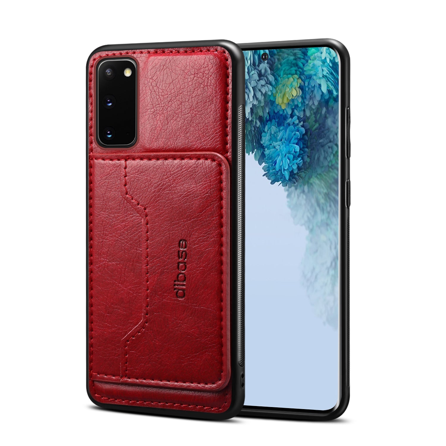 Leather Coated Hybrid Phone Protective Shell with Kickstand for Samsung Galaxy S20 FE/S20 Fan Edition/S20 FE 5G/S20 Fan Edition 5G/S20 Lite - Red