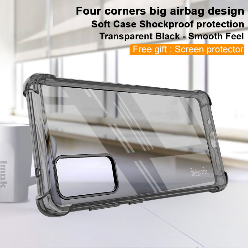 IMAK Airbag Anti-drop TPU Shell + Screen Film for Samsung Galaxy S20 Lite / S20 FE/S20 Fan Edition / S20 FE 5G/S20 Fan Edition 5G - Transparent Black