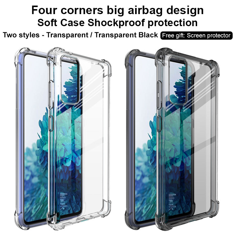 IMAK Airbag Anti-drop TPU Shell + Screen Film for Samsung Galaxy S20 Lite / S20 FE/S20 Fan Edition / S20 FE 5G/S20 Fan Edition 5G - Transparent Black