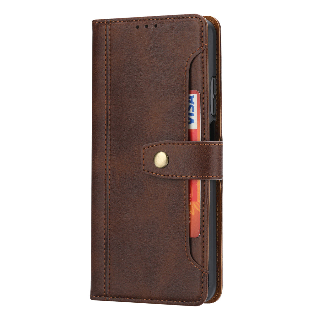 Leather Wallet Stand Phone Shell with Supporting Stand for Samsung Galaxy S20 FE 4G/5G/2022/S20 Lite - Brown