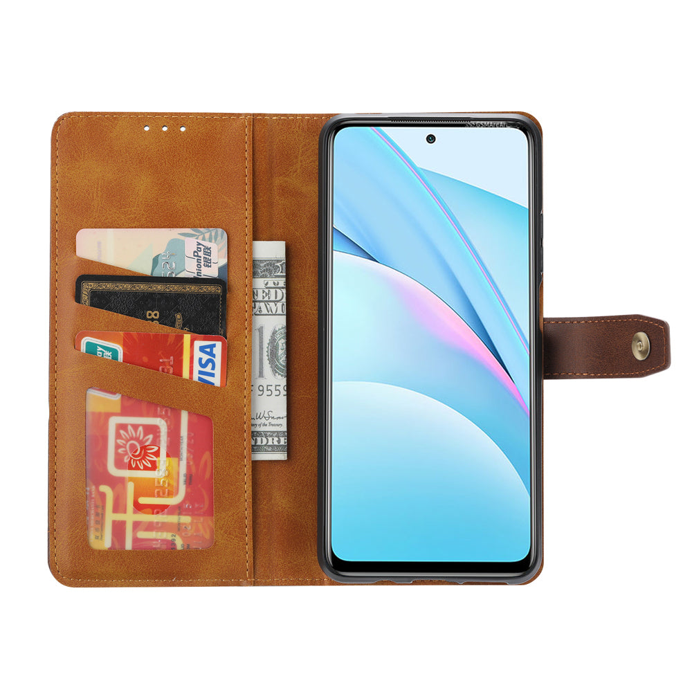 Leather Wallet Stand Phone Shell with Supporting Stand for Samsung Galaxy S20 FE 4G/5G/2022/S20 Lite - Brown