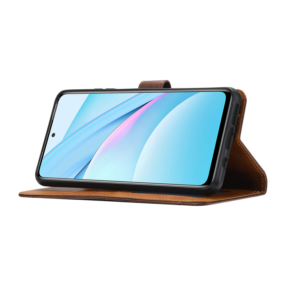 Leather Wallet Stand Phone Shell with Supporting Stand for Samsung Galaxy S20 FE 4G/5G/2022/S20 Lite - Brown