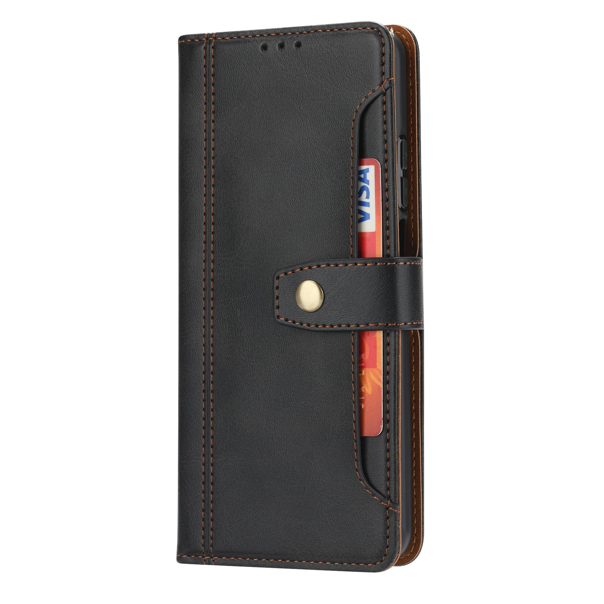 Leather Wallet Stand Phone Shell with Supporting Stand for Samsung Galaxy S20 FE 4G/5G/2022/S20 Lite - Black