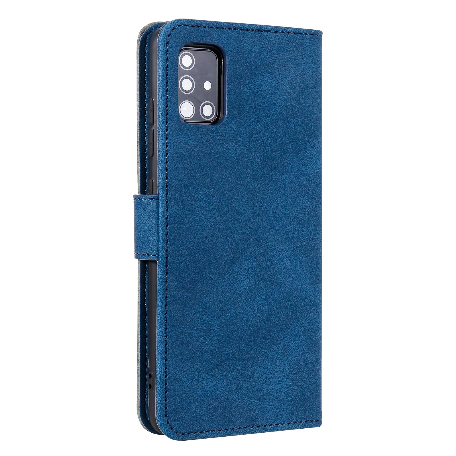 Rivet Decor Skin-Feeling Splicing Leather Wallet Phone Protective Cover for Samsung Galaxy S20 FE 4G/5G/2022/S20 Lite - Blue